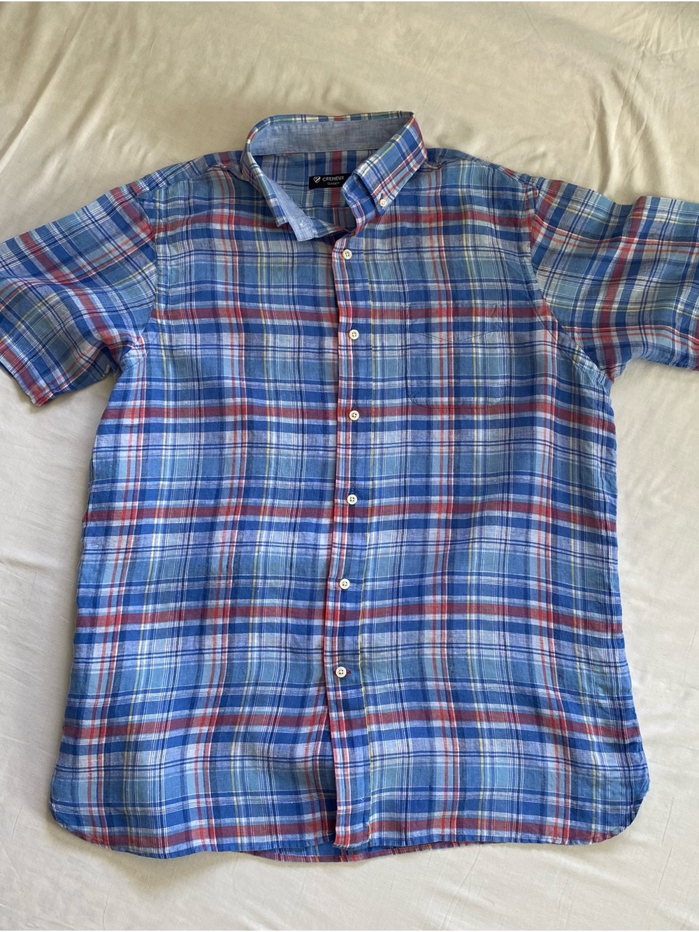 Daniel Cremieux Men’s Blue and Red Plaid Short-Sleeve Button-Down Shirt - Size L